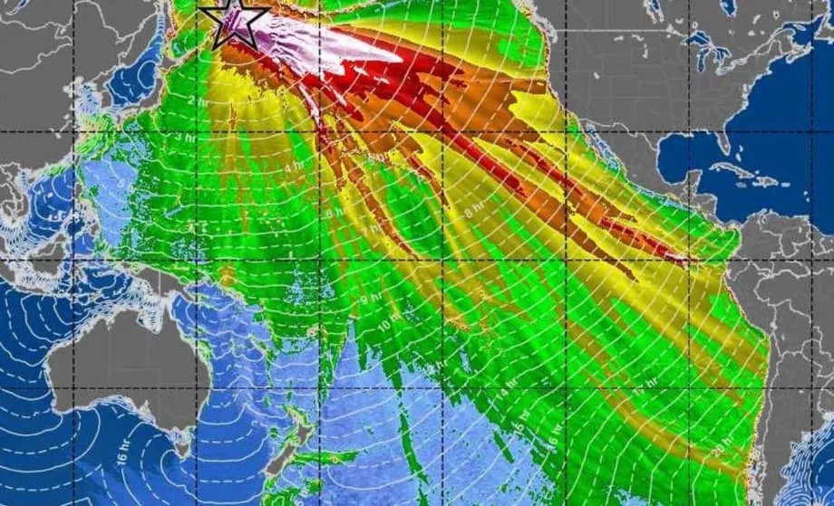 Un satélite revela una imagen sin precedentes de un gran tsunami en el Pacífico