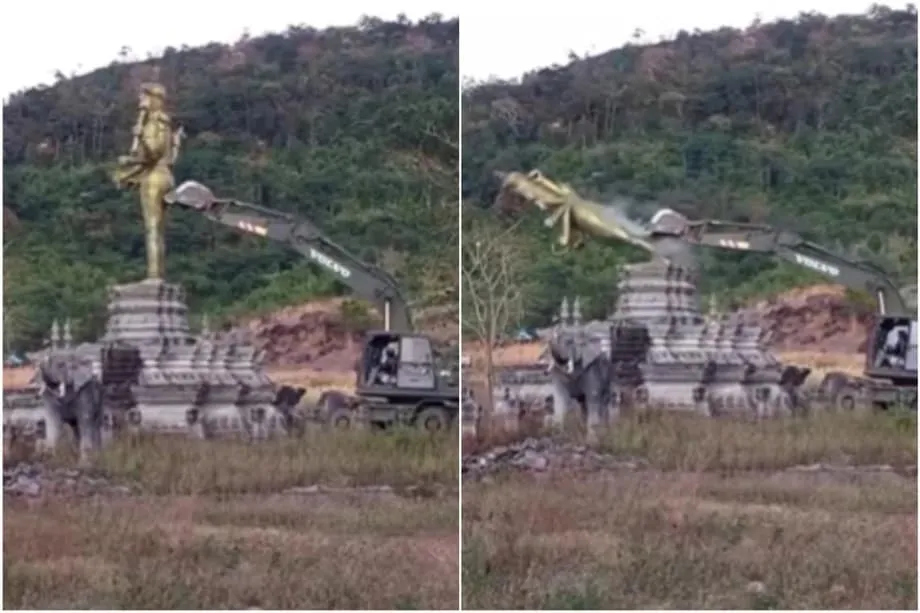 Una estatua de Buda reemplaza a una deidad hindú en la disputada frontera entre Tailandia y Camboya y reaviva las tensiones regionales