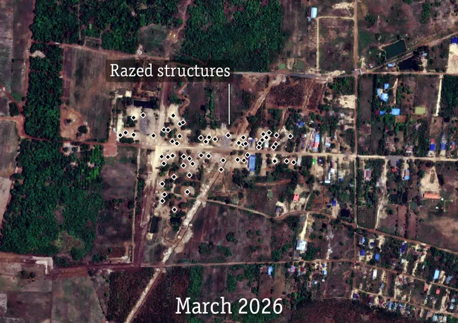 Imágenes satelitales muestran cientos de viviendas destruidas en aldeas camboyanas fronterizas